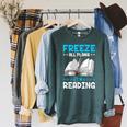 Winter Reading Book Bookworm Winter Raglan Sleeve Sweatshirt Heather Blue Lagoon