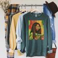 Women Reading Book Educated Black History Month Women Raglan Sleeve Sweatshirt Heather Blue Lagoon