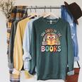 Women's 100 Days In The Books Cute Apple Reading School Raglan Sleeve Sweatshirt Heather Blue Lagoon