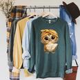 Women's Cute Wise Owl Reading Book With Headscarf Raglan Sleeve Sweatshirt Heather Blue Lagoon Women's Cute Wise Owl Reading Book With Headscarf Raglan Sleeve Sweatshirt Heather Blue Lagoon