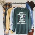 Women's Easily Distracted By Wolves And Books – Book & Wolf Lover Raglan Sleeve Sweatshirt Heather Blue Lagoon Women's Easily Distracted By Wolves And Books – Book & Wolf Lover Raglan Sleeve Sweatshirt Heather Blue Lagoon