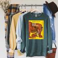 Women's Eric Carle Baby Bear Baby Bear What Do You See Book Cover Raglan Sleeve Sweatshirt Heather Blue Lagoon