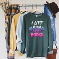 Women's I Lift So I Can Carry More Books Reader Workout Raglan Sleeve Sweatshirt Heather Blue Lagoon Women's I Lift So I Can Carry More Books Reader Workout Raglan Sleeve Sweatshirt Heather Blue Lagoon