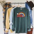 Women's Retro Rainbow Take A Look It's In A Book Reading Bookworm Raglan Sleeve Sweatshirt Heather Blue Lagoon