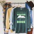 Writing Book Novel Writer & Published Author Save A Writer Raglan Sleeve Sweatshirt Heather Blue Lagoon