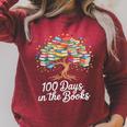 100th Day Of School Books Tree Reading Raglan Sleeve Sweatshirt Heather Dust