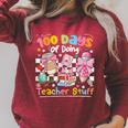 100th Day Of School Teacher 100 Days Coffee Books Raglan Sleeve Sweatshirt Heather Dust