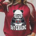 1st Grade Back To School Panda Book Reader Teacher Heart Raglan Sleeve Sweatshirt Heather Dust