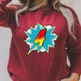 4-4th Birthday Superhero Four Years Old Comic Book Raglan Sleeve Sweatshirt Heather Dust