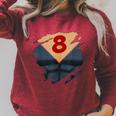 8th Birthday Comic Book Superhero Born In 2017 Raglan Sleeve Sweatshirt Heather Dust