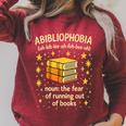 Abibliophobia Book Lover Reading Humor Graphic Raglan Sleeve Sweatshirt Heather Dust