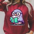 Adorable Book Lover Pigeon With Reading Glasses Cute Raglan Sleeve Sweatshirt Heather Dust