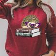 Adorable Hedgehog Book Nerd Tee Shirt Raglan Sleeve Sweatshirt Heather Dust