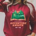 Adventure Awaits a Idea For Book Lovers Raglan Sleeve Sweatshirt Heather Dust