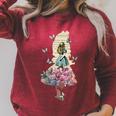 Alice In Wonderland Magical Garden Vintage Book Raglan Sleeve Sweatshirt Heather Dust