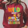 Animal Print For Boys Girls Kids Wild About Reading Books Raglan Sleeve Sweatshirt Heather Dust Animal Print For Boys Girls Kids Wild About Reading Books Raglan Sleeve Sweatshirt Heather Dust