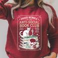 Anti-Social Book-Club Cat Graphic Raglan Sleeve Sweatshirt Heather Dust