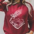 Antique Book With Feather Pen Raglan Sleeve Sweatshirt Heather Dust