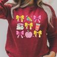 Apple Coquette Bow Books First Day Of School Back To School Raglan Sleeve Sweatshirt Heather Dust Apple Coquette Bow Books First Day Of School Back To School Raglan Sleeve Sweatshirt Heather Dust