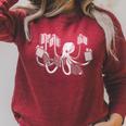 Armed With Knowledge Book Loving Octopus Librarian Art Raglan Sleeve Sweatshirt Heather Dust