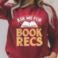 Ask Me For Book Recs School Librarian Bookaholic Librarian Raglan Sleeve Sweatshirt Heather Dust