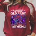 Assuming I'm Just An Old Lady Fantasy Book Reader Mom Dragon Raglan Sleeve Sweatshirt Heather Dust