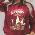 Attack From Uranus Retro Space Alien UFO Comic Book Raglan Sleeve Sweatshirt Heather Dust