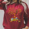 Avid Reader- Book Worm Floral Bird Raglan Sleeve Sweatshirt Heather Dust