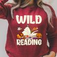 Avid Readers Bookworms Book Lovers Wild About Reading Lovers Raglan Sleeve Sweatshirt Heather Dust