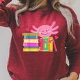 Axolotl Book Reading Librarian English Teacher For Men Women Kids Raglan Sleeve Sweatshirt Heather Dust