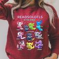 Axolotl Kawaii Readsolotl Of The World Axolotls Read Book Raglan Sleeve Sweatshirt Heather Dust
