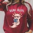 Axolotl Reading a Book Read Alotl Books Axolotl Book Raglan Sleeve Sweatshirt Heather Dust
