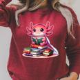 Axolotl Reading Bookworm Book Lovers Raglan Sleeve Sweatshirt Heather Dust