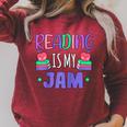 Back To School Book Reader Reading Is My Jam Bookworm Raglan Baseball Tee Raglan Sleeve Sweatshirt Heather Dust