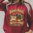 Baking Books Vintage Because Murder Is Illegal Aesthetic Raglan Sleeve Sweatshirt Heather Dust