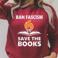 Ban Fascism Save The Books Hands Off Resist Fascism Is Bad Raglan Sleeve Sweatshirt Heather Dust