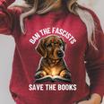 Ban The Fascists Save The Books Book & Dogs Lovers Raglan Sleeve Sweatshirt Heather Dust