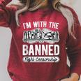 Banned Books Fight Censorship I'm With The Banned Book Pun Raglan Sleeve Sweatshirt Heather Dust