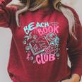 Beach Book Club Summer Book Lover Reading Summer Sayin Quote Raglan Sleeve Sweatshirt Heather Dust