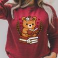 Bear Reading Book Graphic Bear With Book Floral Raglan Sleeve Sweatshirt Heather Dust Bear Reading Book Graphic Bear With Book Floral Raglan Sleeve Sweatshirt Heather Dust