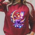Beautiful Book Fairy Reading Crescent Moon Gothic Bookish Raglan Sleeve Sweatshirt Heather Dust