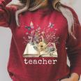 Beautiful Floral Open Book Teacher Men Women Raglan Sleeve Sweatshirt Heather Dust