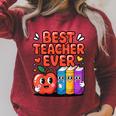 Best Teacher Ever Cute Apple Books School Classroom Vibes Raglan Sleeve Sweatshirt Heather Dust