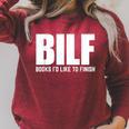 BILF Books I'd Like To Finish Humorous Book Lover Pun Raglan Sleeve Sweatshirt Heather Dust