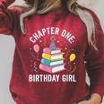 Birthday Girl Chapter One Book Themed Raglan Sleeve Sweatshirt Heather Dust