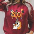 Boo Kids Book Lover Ghost Halloween Librarian Raglan Sleeve Sweatshirt Heather Dust
