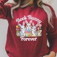 Book Bunny Forever Easter Reading Librarian Bookworm Raglan Sleeve Sweatshirt Heather Dust