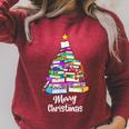 Book Christmas Tree Xmas Lights Librarian Merry Christmas Raglan Sleeve Sweatshirt Heather Dust