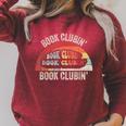 Book Clubin' Retro 70s Style Book Club Reader Graphic Raglan Sleeve Sweatshirt Heather Dust