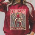 A Book a Day Keeps Reality Away Reading Lover Tarot Card Raglan Sleeve Sweatshirt Heather Dust